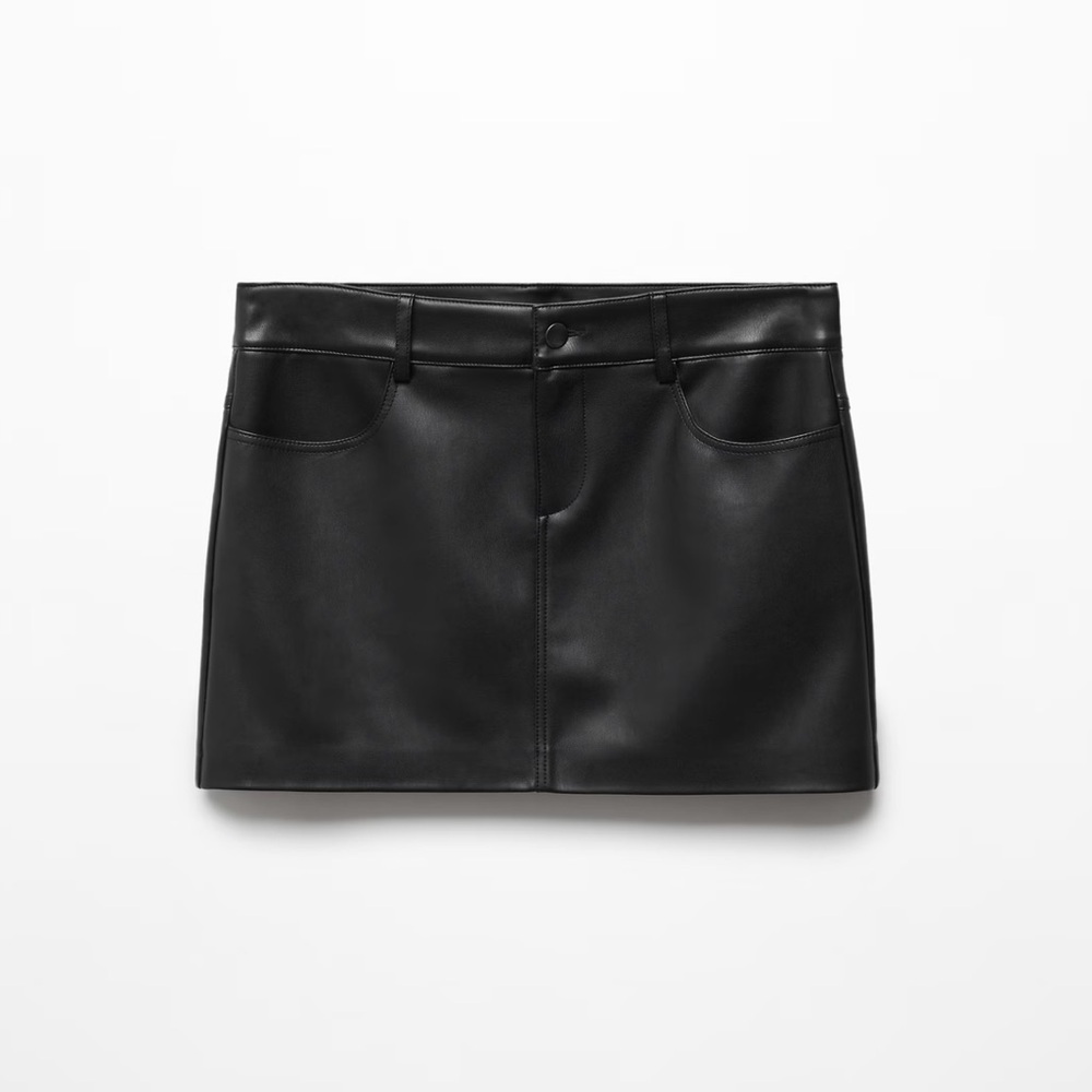 Mango Black faux leather Mini Skirt NWT - Picture 2 of 6